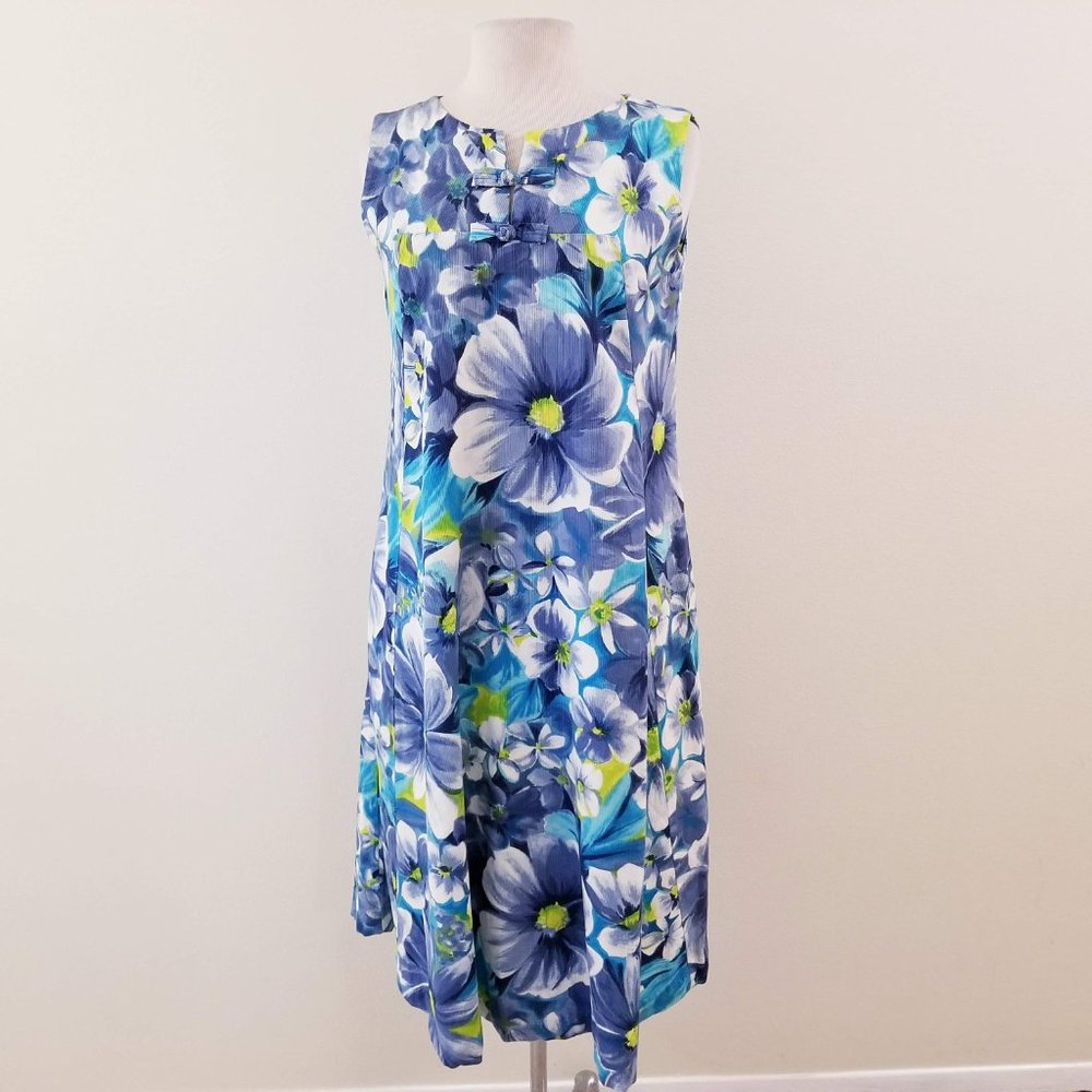 RARE 1960's Vintage Stan Hicks Hawaiian Mandarin Collar Sleeveless dress Size L